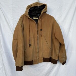 Vintage PROS Work Wear Supply Men's Brown Duck Canvas Hooded Coat Weathered L